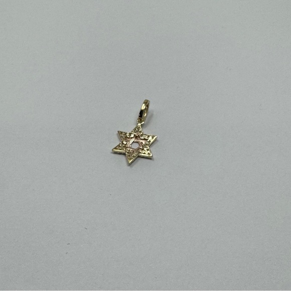 14k Solid Gold Two Tone Star of David CZ Pendant - Picture 4 of 8